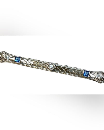 Antique 14k Gold sapphire diamond brooch APPRAISAL