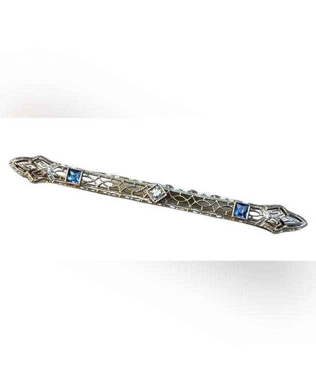 Antique 14k Gold sapphire diamond brooch APPRAISAL