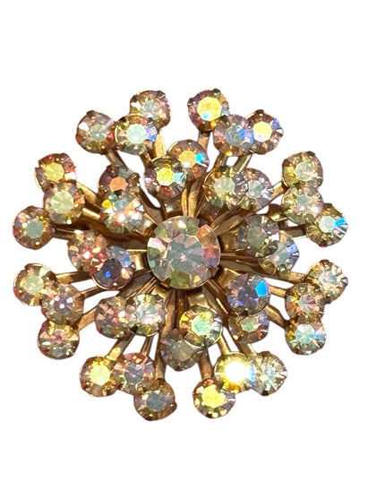Vintage Triad Gold plt Stunning sparkly AB Crystal Brooch