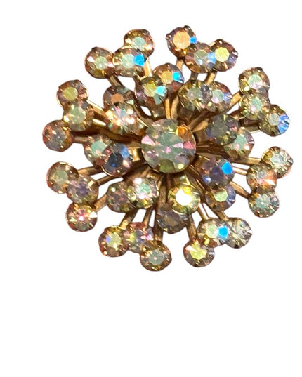 Vintage Triad Gold plt Stunning sparkly AB Crystal Brooch