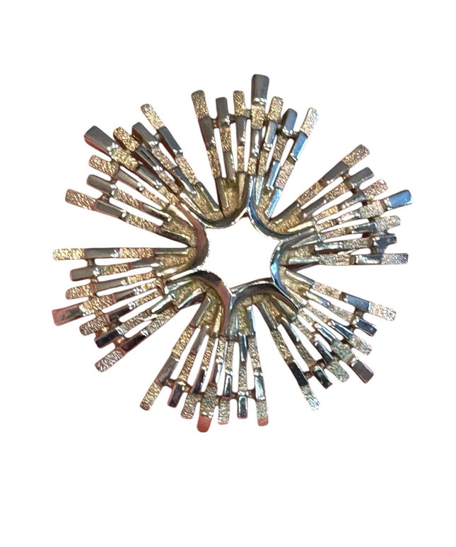 Vintage Silver plt Textured Starburst TRIFARI Brooch