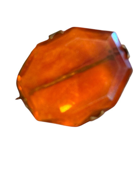 Antique Amber glass victorian 1800s brooch brass