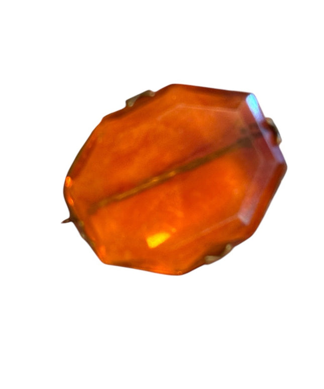Antique Amber glass victorian 1800s brooch brass