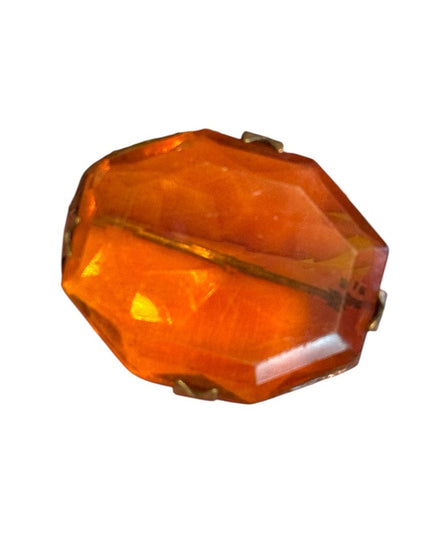 Antique Amber glass victorian 1800s brooch brass