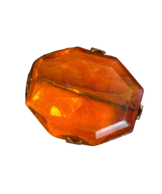 Antique Amber glass victorian 1800s brooch brass