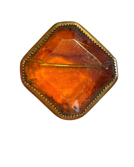 Antique Amber glass victorian 1800s brooch brass