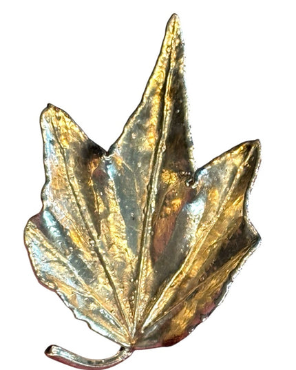 Vintage Boxed Flora Danica Sterling Silver 24k Vermeil Leaf Brooch DENMARK