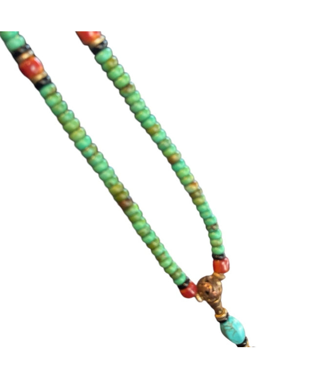 Vintage southwestern inspired turquoise trader bead Colorful Beaded Necklace