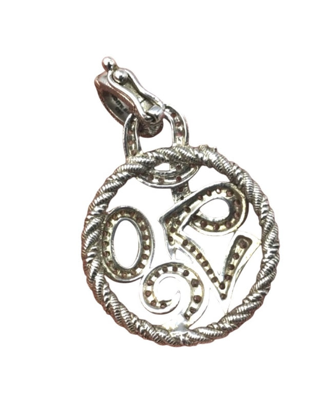 Judith Ripka Retired Love textured Pendant with CZ Crystals