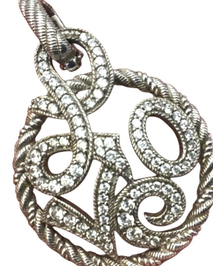 Judith Ripka Retired Love textured Pendant with CZ Crystals