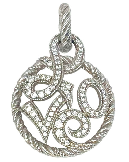 Judith Ripka Retired Love textured Pendant with CZ Crystals