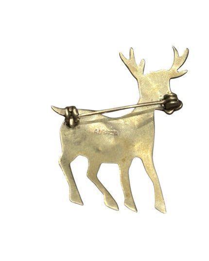 Vintage Mexico Alpaca Abalone Donkey Brooch with Iridescent Inlay