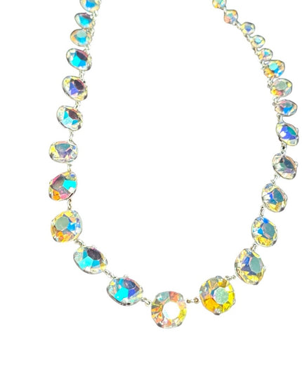 Iridescent Vintage Japan AB  Crystal sparkly bezel set
link  Necklace