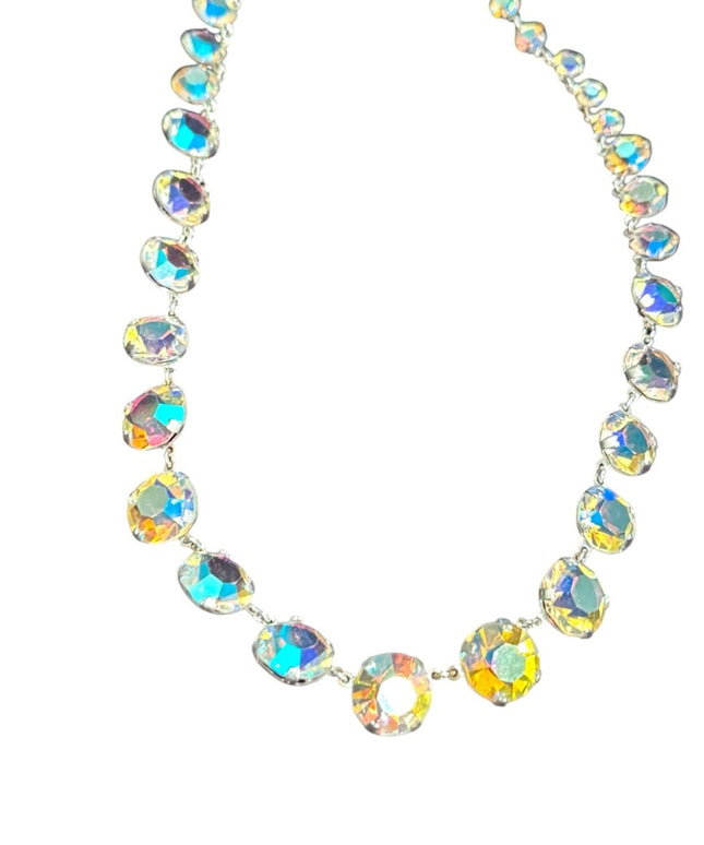 Iridescent Vintage Japan AB  Crystal sparkly bezel set
link  Necklace