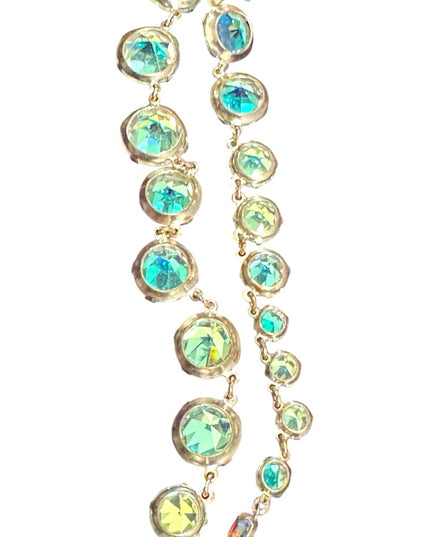 Iridescent Vintage Japan AB  Crystal sparkly bezel set
link  Necklace