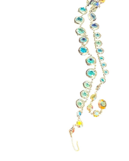 Iridescent Vintage Japan AB  Crystal sparkly bezel set
link  Necklace