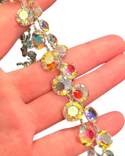 Iridescent Vintage Japan AB  Crystal sparkly bezel set
link  Necklace