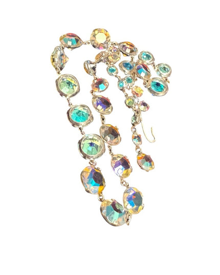 Iridescent Vintage Japan AB  Crystal sparkly bezel set
link  Necklace