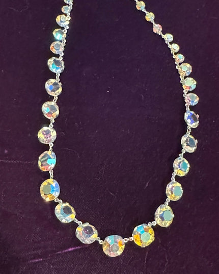 Iridescent Vintage Japan AB  Crystal sparkly bezel set
link  Necklace