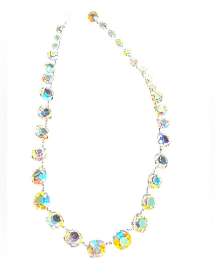 Iridescent Vintage Japan AB  Crystal sparkly bezel set
link  Necklace