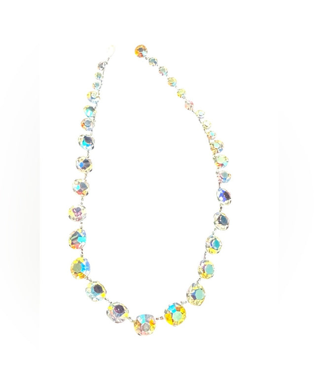 Iridescent Vintage Japan AB  Crystal sparkly bezel set
link  Necklace
