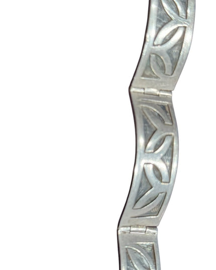 Vintage heavy solid Celtic symbols Sterling silver 925 linked Bangle Bracelet
