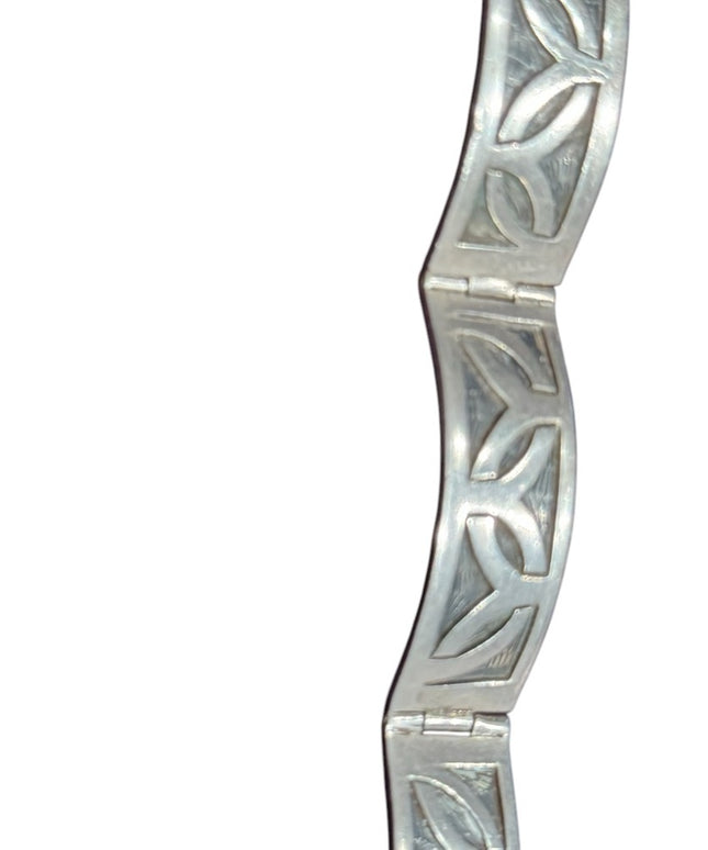 Vintage heavy solid Celtic symbols Sterling silver 925 linked Bangle Bracelet