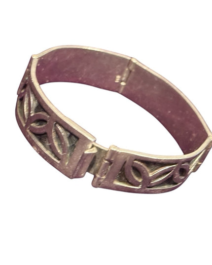 Vintage heavy solid Celtic symbols Sterling silver 925 linked Bangle Bracelet