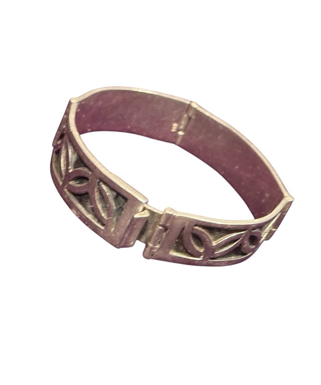 Vintage heavy solid Celtic symbols Sterling silver 925 linked Bangle Bracelet