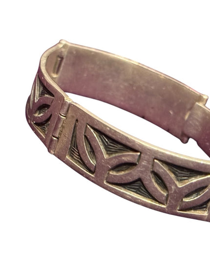 Vintage heavy solid Celtic symbols Sterling silver 925 linked Bangle Bracelet