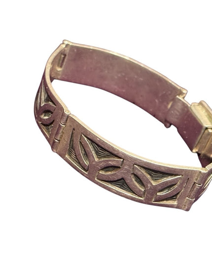 Vintage heavy solid Celtic symbols Sterling silver 925 linked Bangle Bracelet