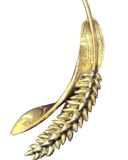 Vintage ZENTALL Gold brassy Leaf wheat Brooch