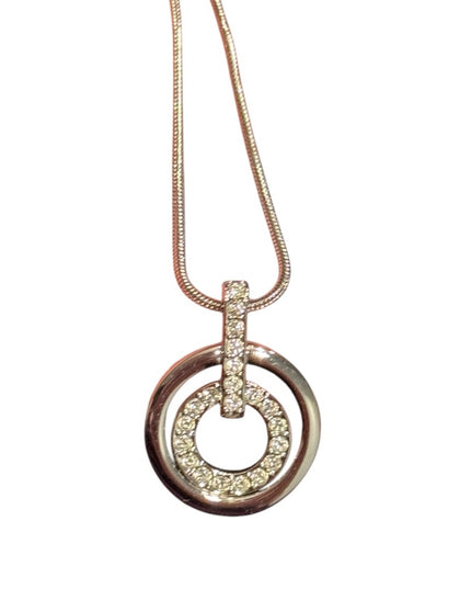 Elegant Vintage Swarovski Authentic Swan Silver Infinity Circle Pendant Necklace