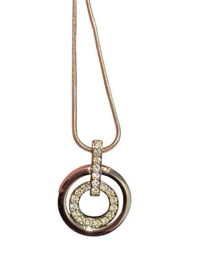 Elegant Vintage Swarovski Authentic Swan Silver Infinity Circle Pendant Necklace