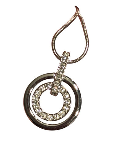 Elegant Vintage Swarovski Authentic Swan Silver Infinity Circle Pendant Necklace