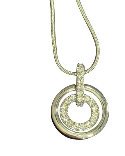 Elegant Vintage Swarovski Authentic Swan Silver Infinity Circle Pendant Necklace