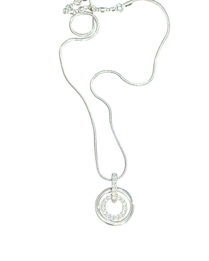 Elegant Vintage Swarovski Authentic Swan Silver Infinity Circle Pendant Necklace