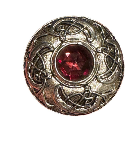 Vintage Scottish Silver Brooch celtic symbol purple faceted glass crystal accent