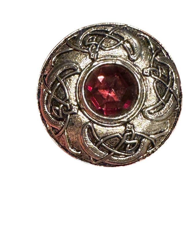 Vintage Scottish Silver Brooch celtic symbol purple faceted glass crystal accent