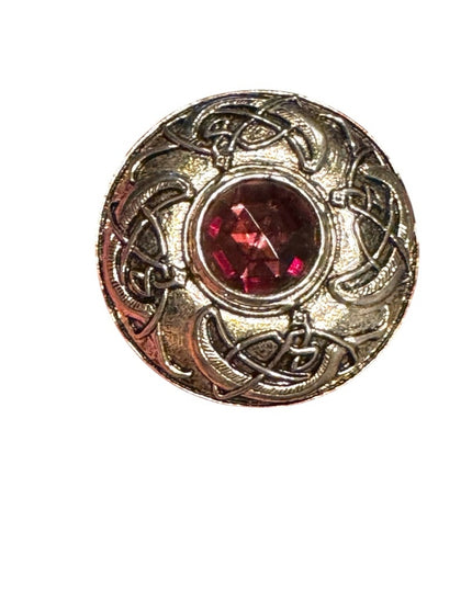 Vintage Scottish Silver Brooch celtic symbol purple faceted glass crystal accent
