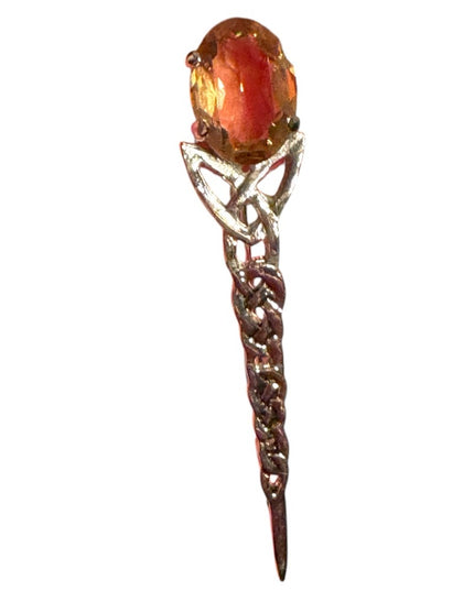 Elegant Vintage Silver Celtic Scottish brooch Glass Gem