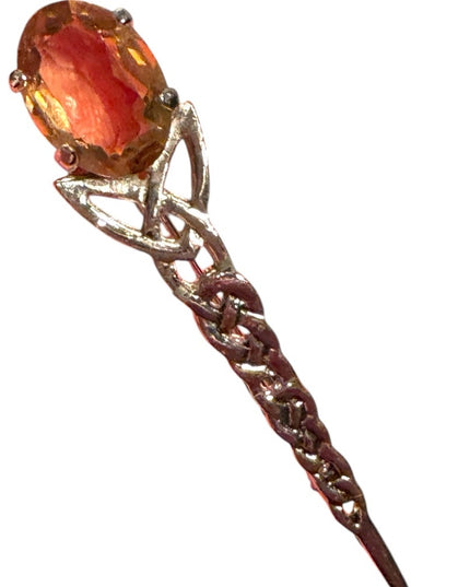 Elegant Vintage Silver Celtic Scottish brooch Glass Gem