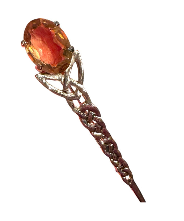 Elegant Vintage Silver Celtic Scottish brooch Glass Gem