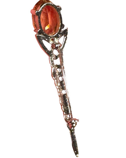 Elegant Vintage Silver Celtic Scottish brooch Glass Gem