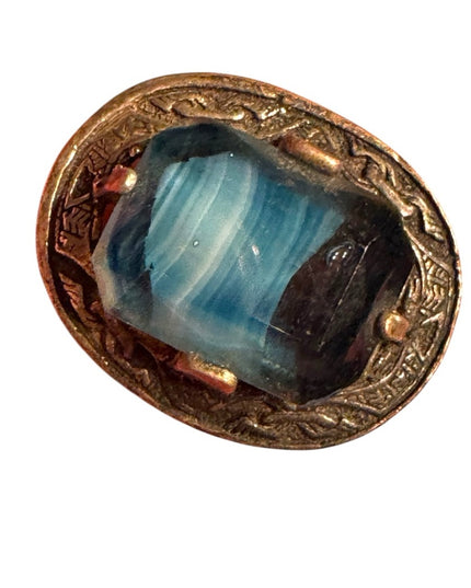 Vintage Celtic Large Glass Blue Stone Celtic Scottish