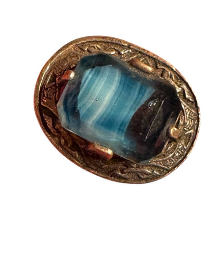 Vintage Celtic Large Glass Blue Stone Celtic Scottish