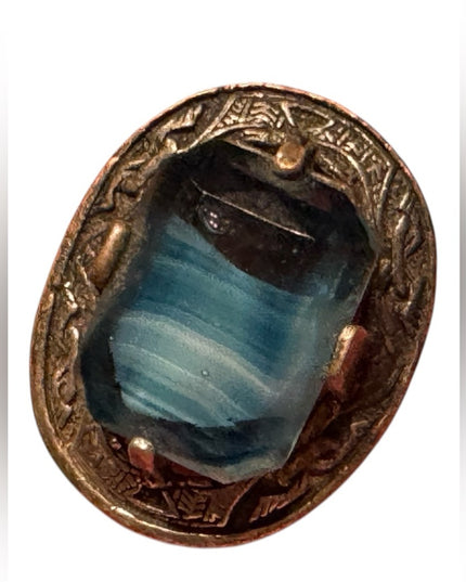 Vintage Celtic Large Glass Blue Stone Celtic Scottish