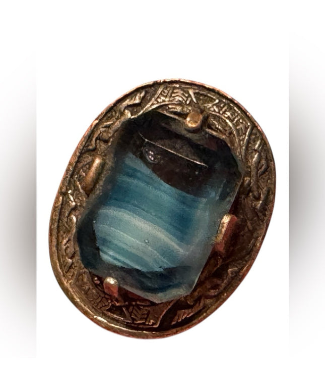 Vintage Celtic Large Glass Blue Stone Celtic Scottish