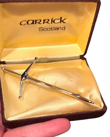 Vintage Carrick Silver plt Scottish Celtic Sword Brooch Boxed kilt pin
