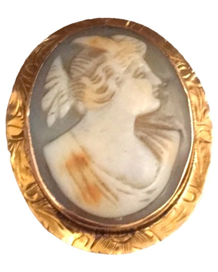 Antique Victorian 10k Gold shell Cameo brooch